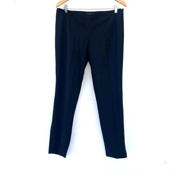 Theory Belisa 3 Wool Black Trousers Sevona Slim Leg Pants Size 12 Office Work - Picture 2 of 13